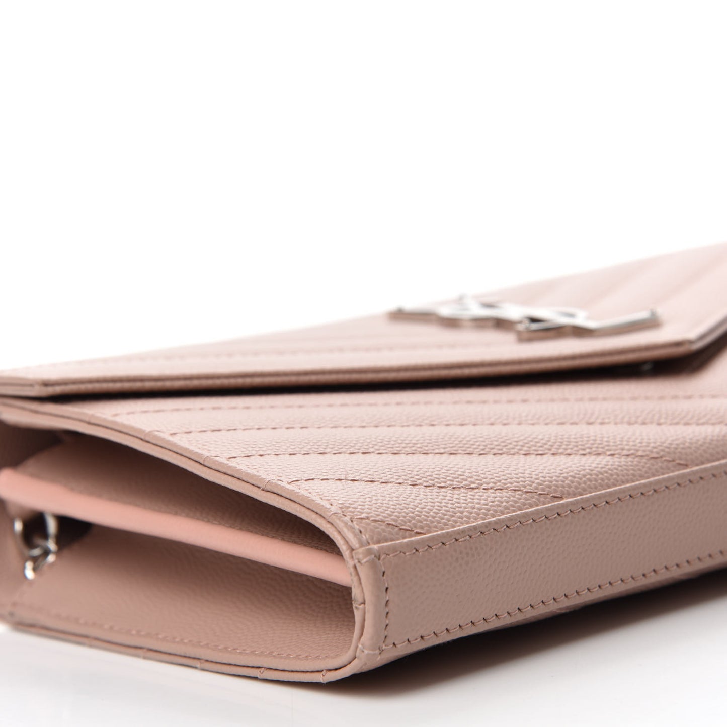 Grain De Poudre Matelasse Chevron Monogram Chain Wallet Pale Pink