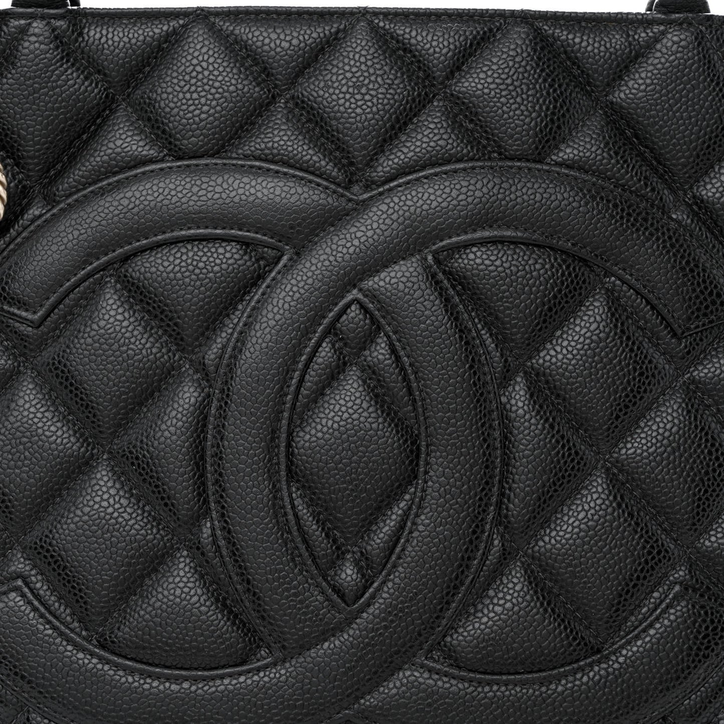 Caviar Quilted Medallion Tote Black
