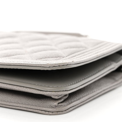 Chanel Caviar Quilted Boy Wallet On Chain WOC Grey 10 of 13