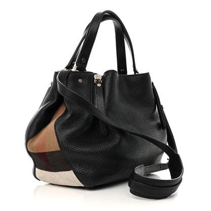 Burberry Grainy Calfskin House Check Small Maidstone Black 3 of 19