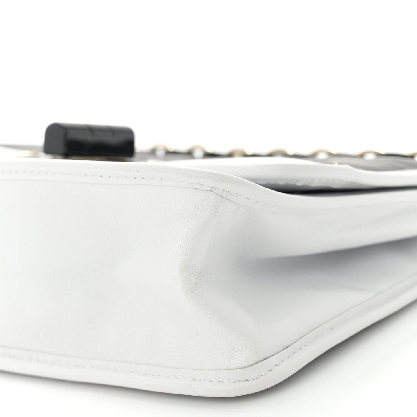 Lambskin Chocolate Bar Mademoiselle Flap Black White
