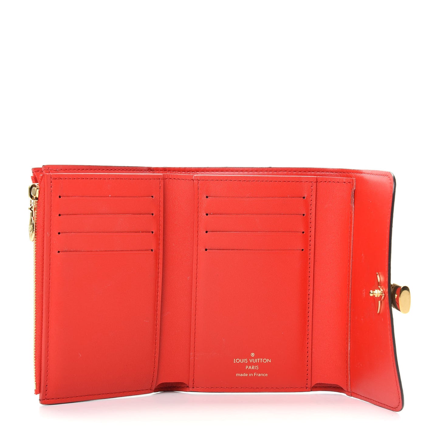 Monogram Flower Lock Compact Wallet Coquelicot