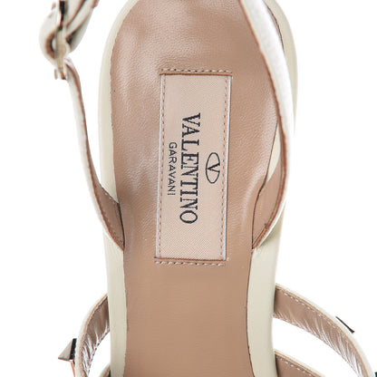 Valentino Garavani Pebbled Calfskin Rockstud Cage Slingback Pumps 37.5 White 7 of 7