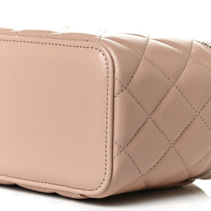 Chanel Lambskin Quilted Small Top Handle Vanity Case With Chain Beige 10 of 13