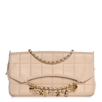 Chanel Lambskin Quilted Crystal Chocolate Bar Charm Flap Beige 1 of 32