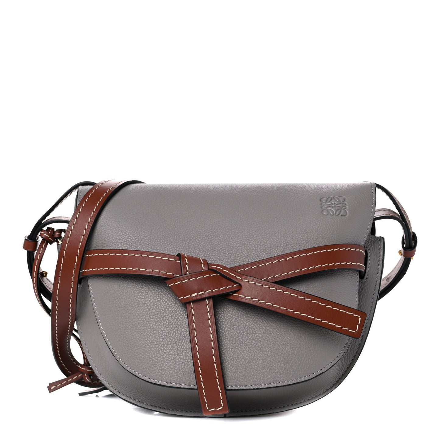 Grained Calfskin Small Gate Crossbody Bag Smoke Pecan