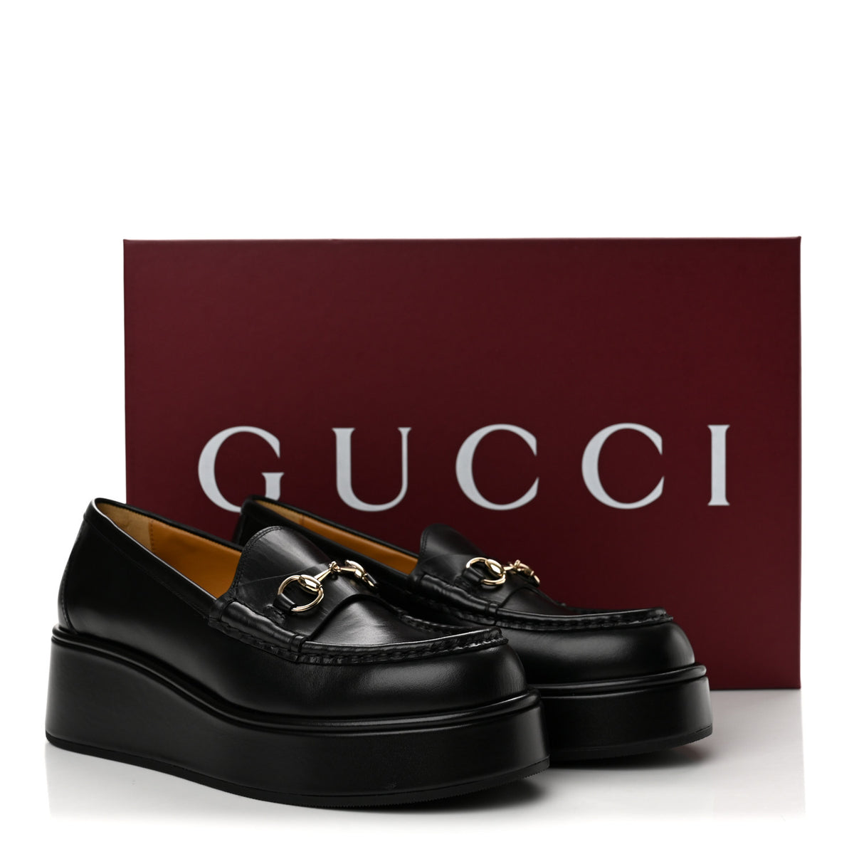 Kama Calfskin Horsebit Womens Wedge Platform Loafers 37 Black