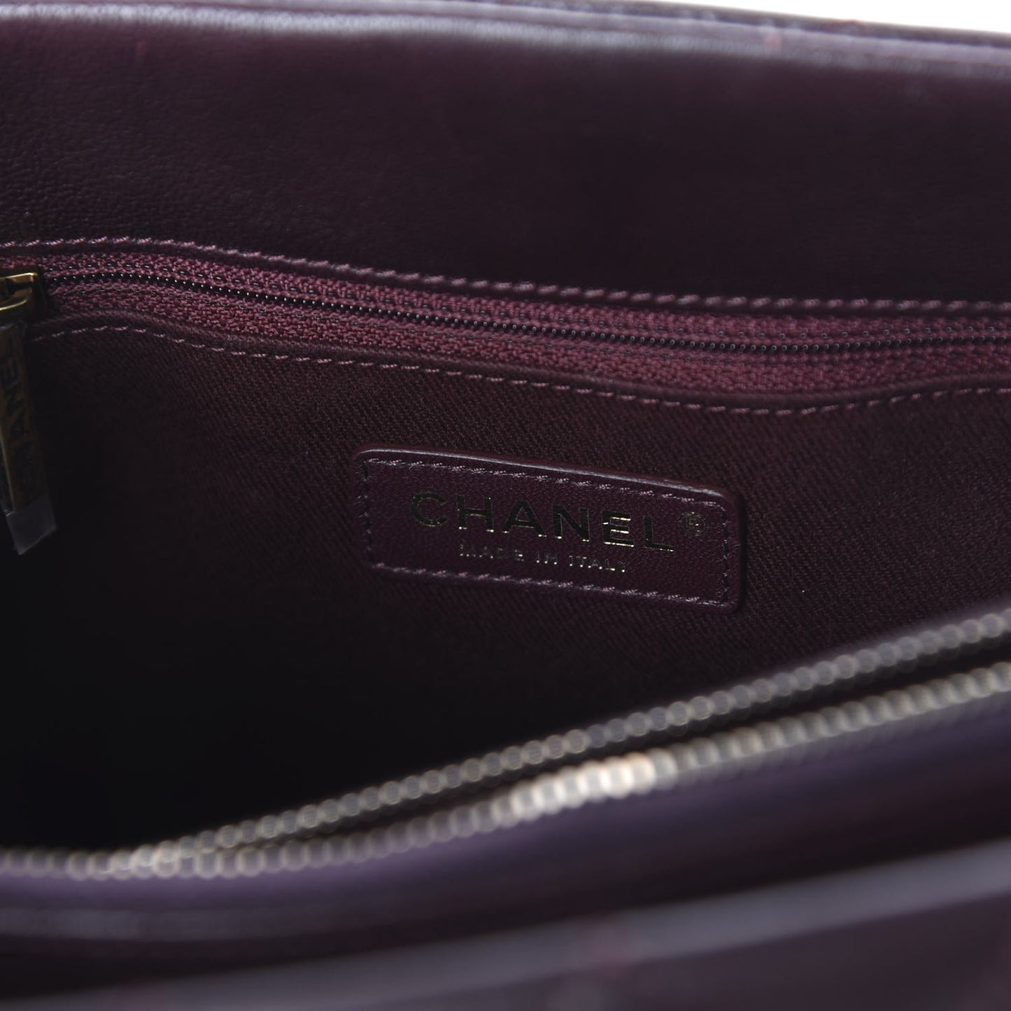 Shiny Sheepskin Quilted Large Trapezio Flap Dark Burgundy