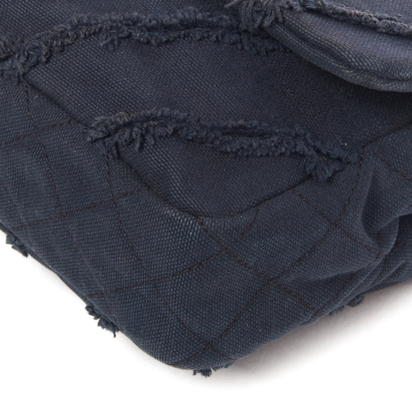 Canvas Chevron Cuba Patchwork Medium Single Flap Navy