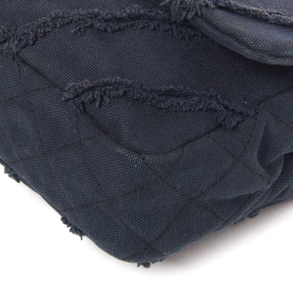 Chanel Canvas Chevron Cuba Patchwork Medium Single Flap Navy 5 of 9