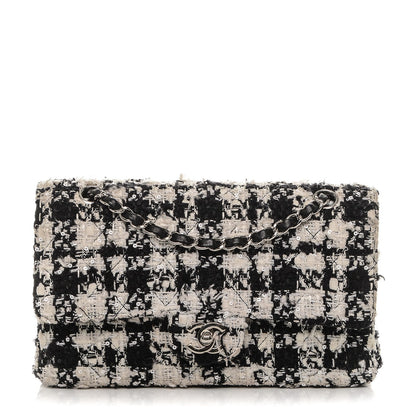 Chanel Tweed Medium Double Flap Black White 1 of 8