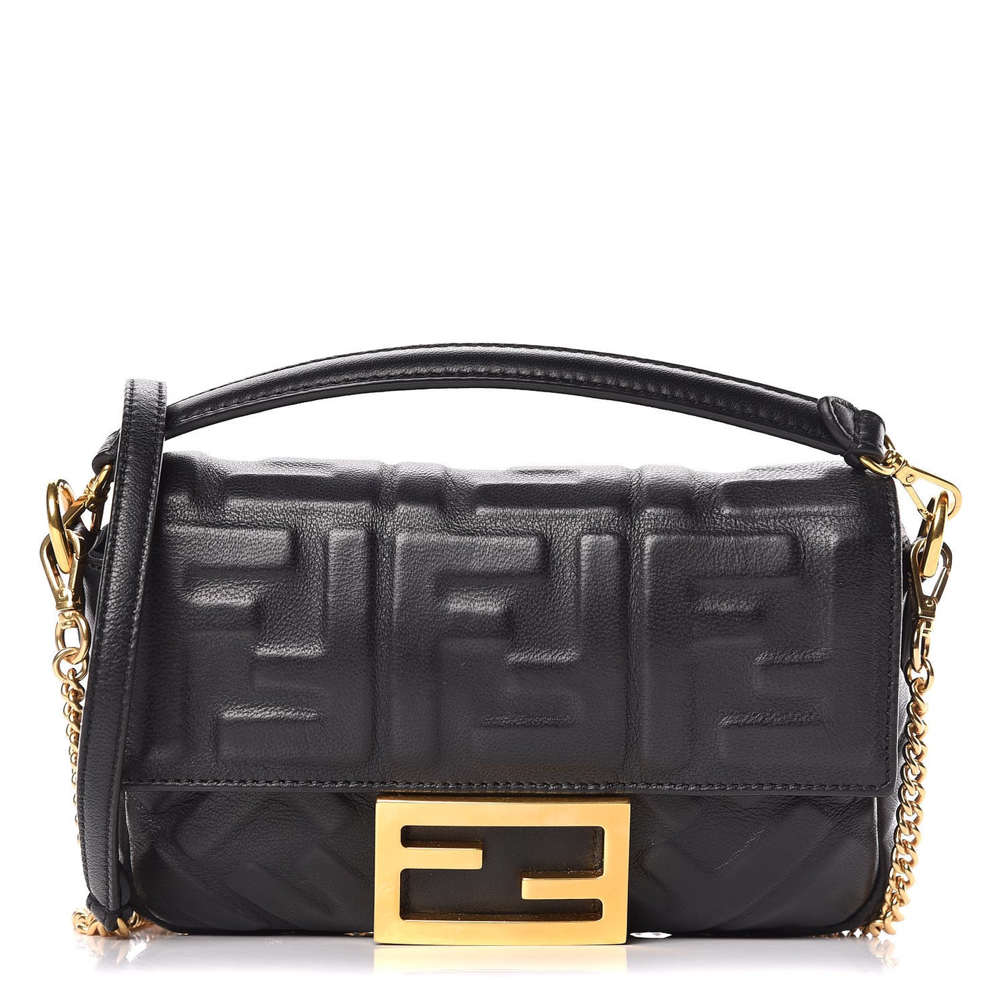 Nappa FF 1974 Embossed Mini Baguette Black