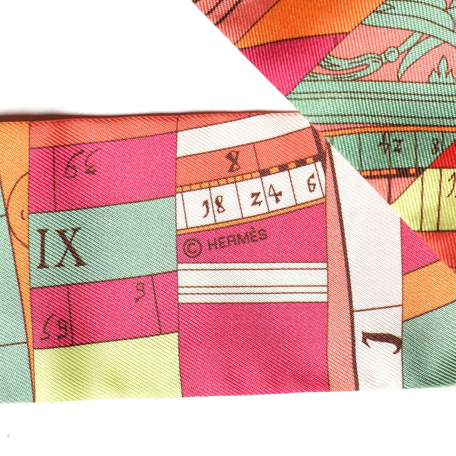 Hermes Silk Astrologie Twilly Rose Corail Vert Fluo 4 of 4