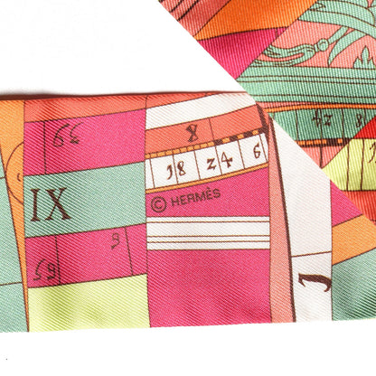 Hermes Silk Astrologie Twilly Rose Corail Vert Fluo 4 of 4