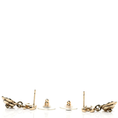 Chanel Crystal CC Camellia Drop Earrings Gold 3 of 7