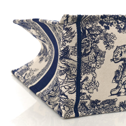Christian Dior Canvas Embroidered Medium Dioriviera Toile De Jouy Book Tote Blue 7 of 8