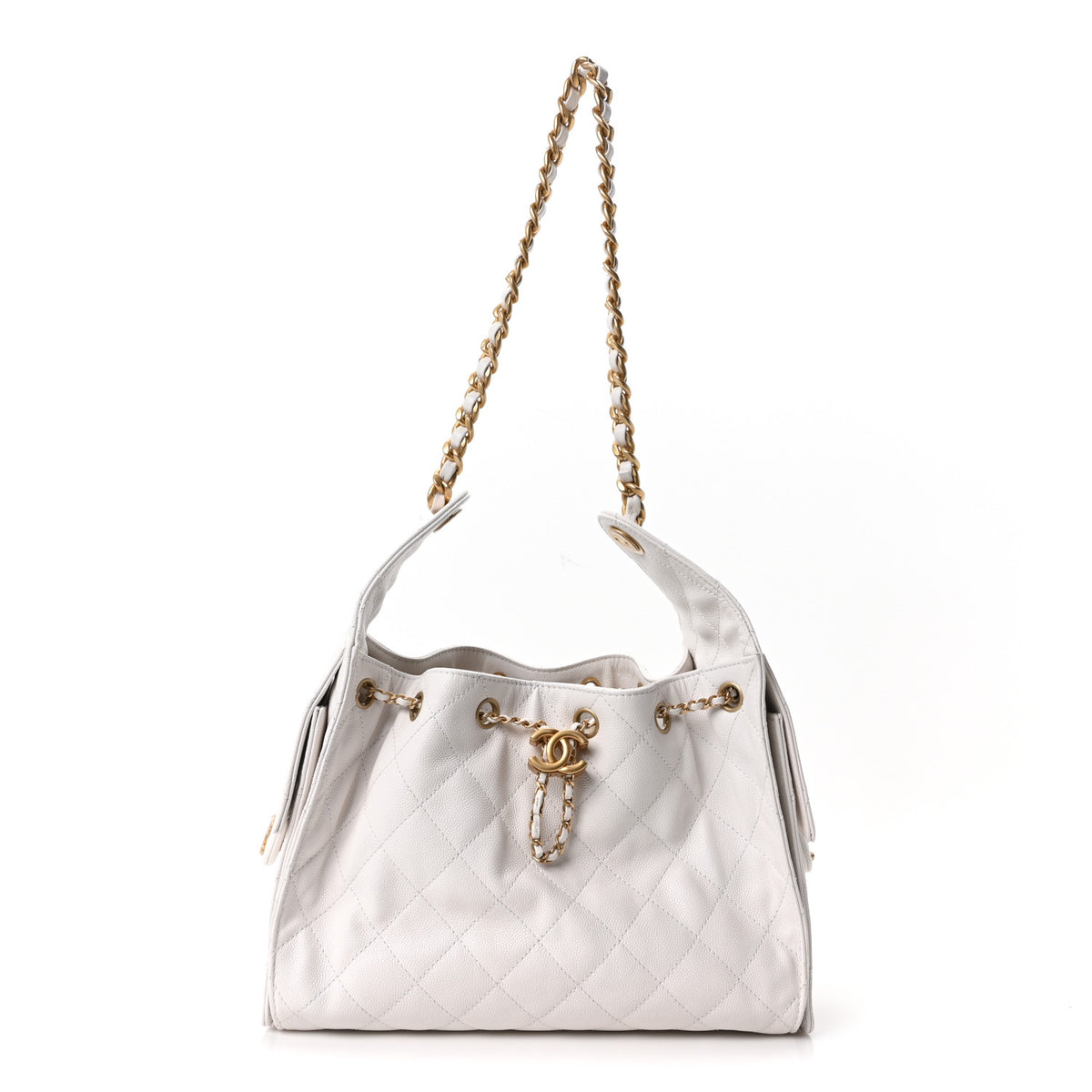 Caviar Quilted Small Chanel 25 Handbag White