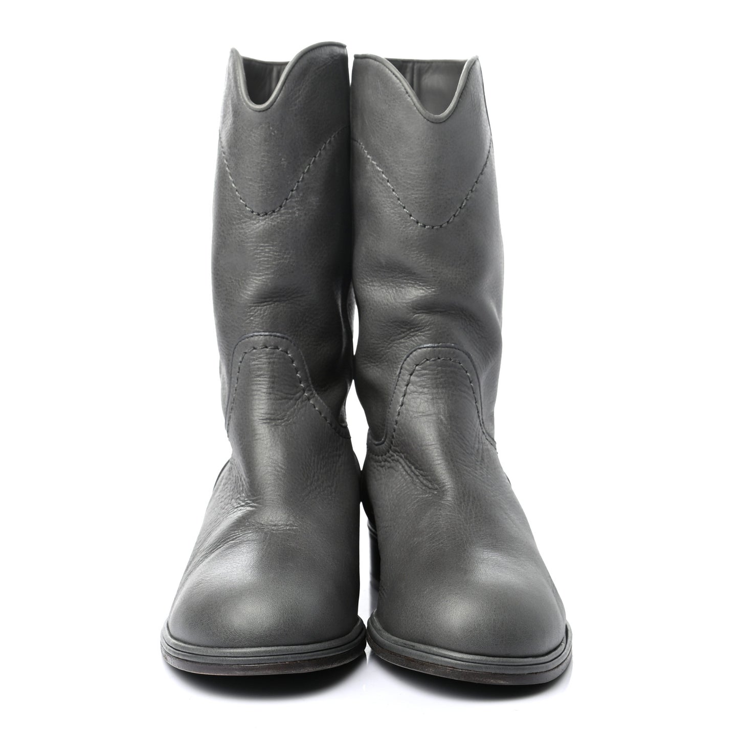 Calfskin Ascot CC Boots 37.5 Gray