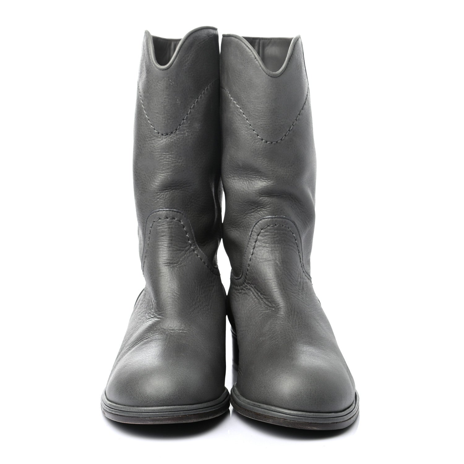 Chanel Calfskin Ascot CC Boots 37.5 Gray 2 of 8
