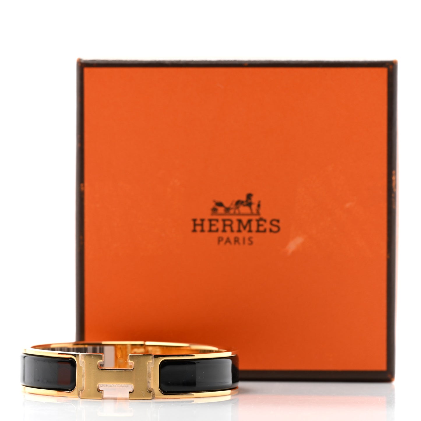 Enamel Narrow Clic Clac H Bracelet PM Black