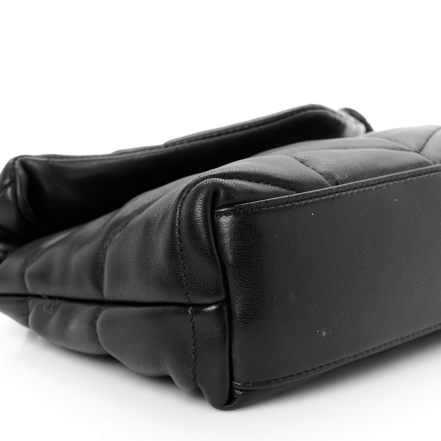 Saint Laurent Lambskin Quilted Toy Loulou Puffer Monogram Monochrome Chain Satchel Black 10 of 12