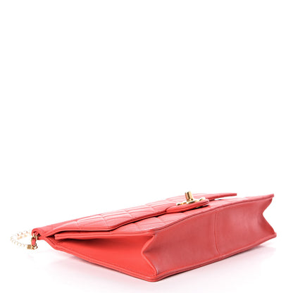 Chanel Lambskin Quilted Large Pearl Chain Flap Bag Red 4 of 10