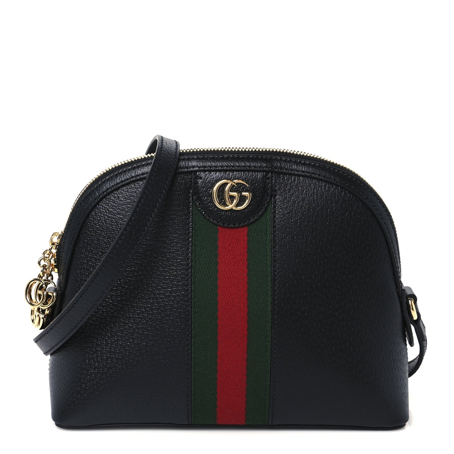 Calfskin GG Web Small Ophidia Dome Shoulder Bag Black