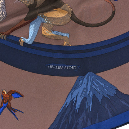 Hermes Silk Hermes Story Scarf 90 Marron Glace Bleu 5 of 5