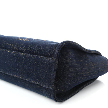 Chanel Lurex Canvas Small Deauville Tote Navy Blue Gold 10 of 10