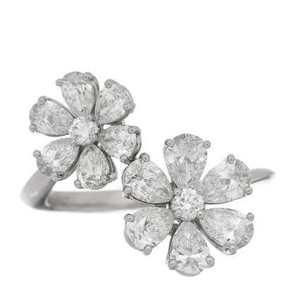 Harry Winston Platinum Diamond Forget-Me-Not Flower Twin Ring 53 6.25 1 of 5