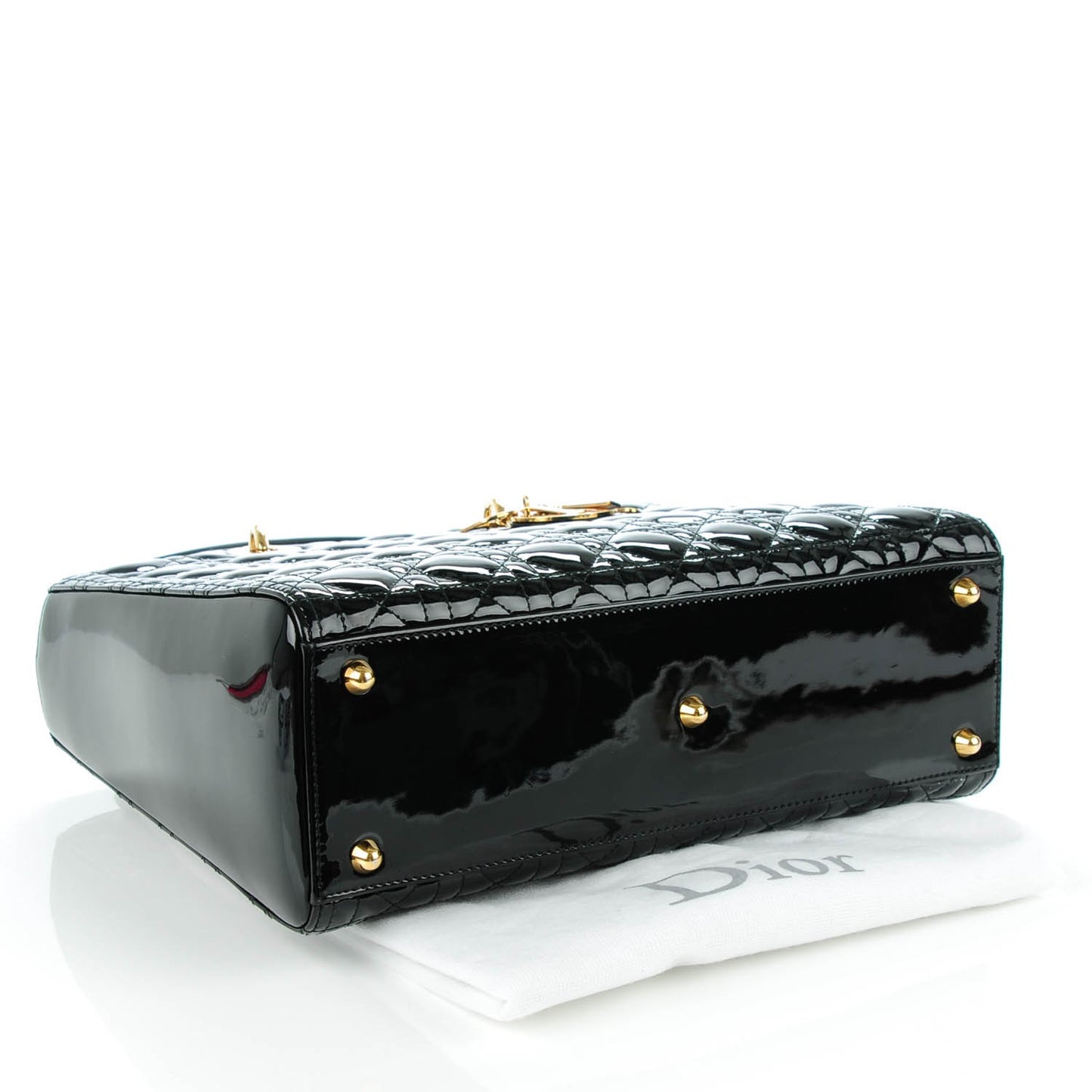 Patent Cannage Large Lady Dior Black