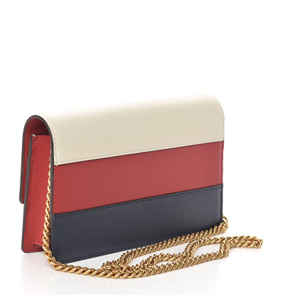 Gucci Calfskin Queen Margaret Chain Wallet Blue Agata Hibiscus Red Mystic White 2 of 8