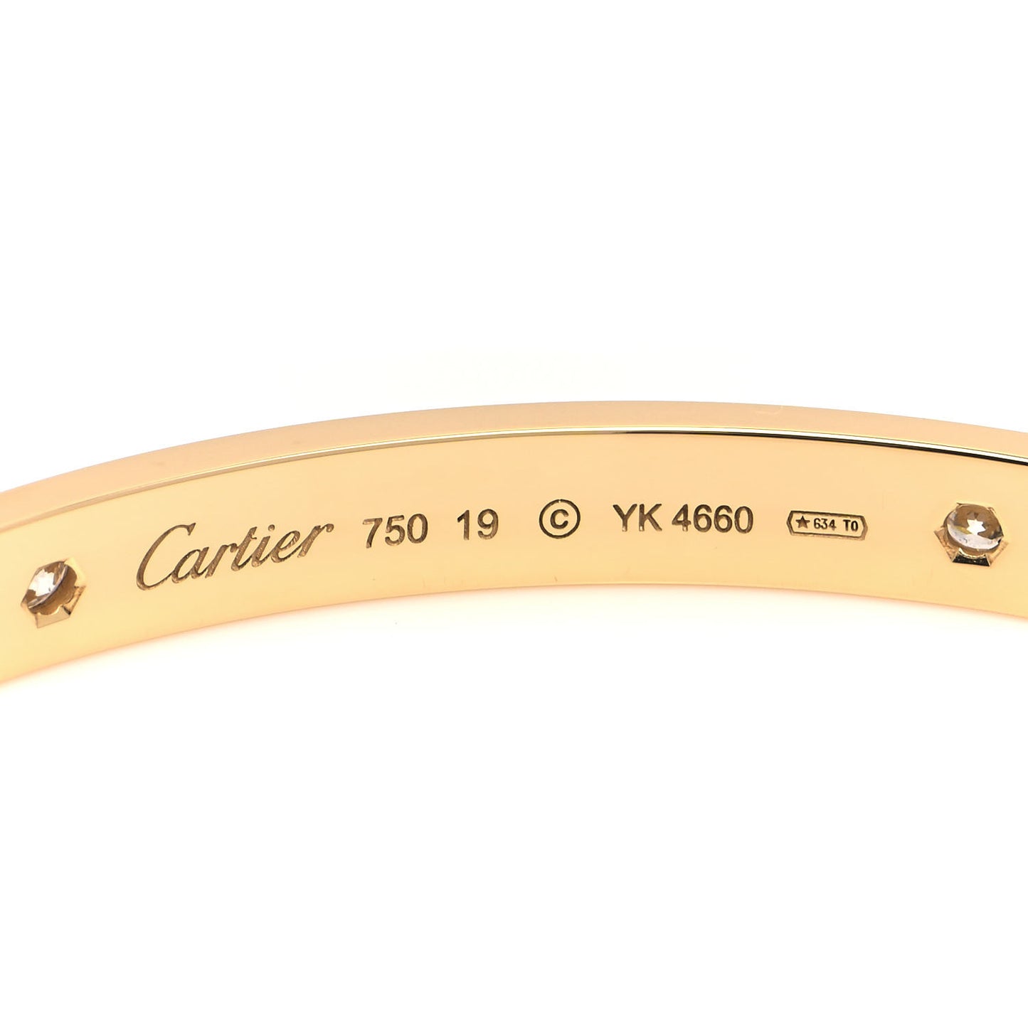 18K Yellow Gold 4 Diamond LOVE Bracelet 19