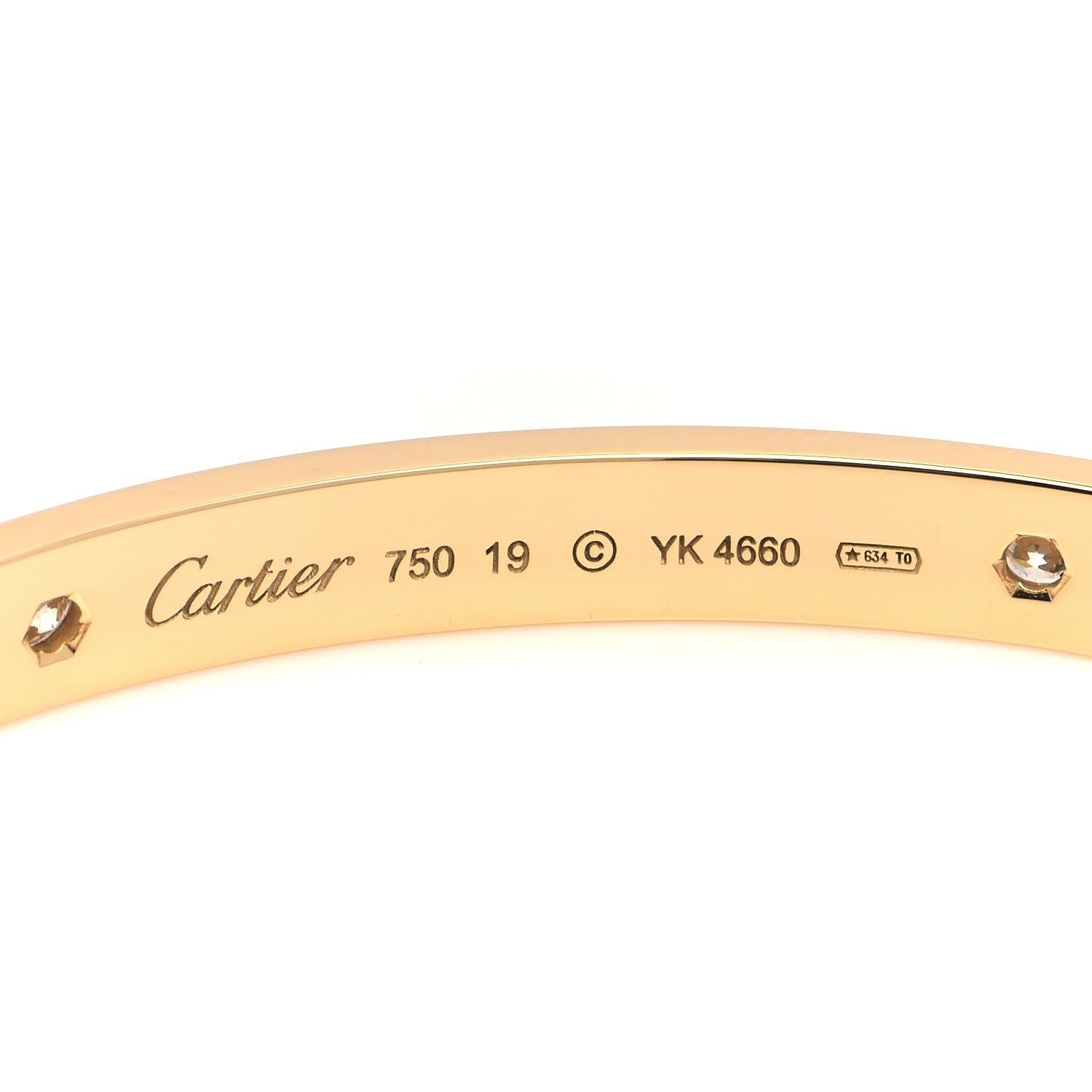 Cartier 18K Yellow Gold 4 Diamond LOVE Bracelet 19 4 of 6