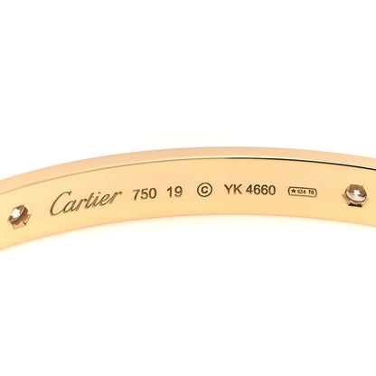 Cartier 18K Yellow Gold 4 Diamond LOVE Bracelet 19 4 of 6