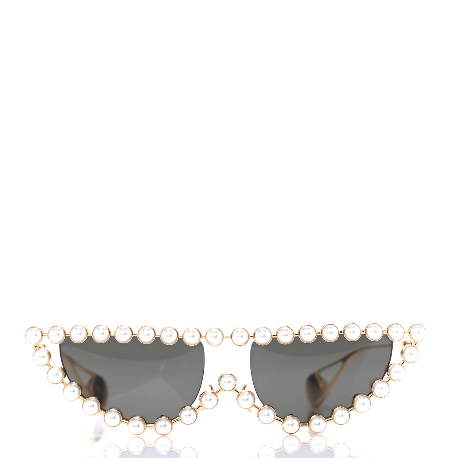 Gucci Metal Pearl Cat Eye Sunglasses GG0364S Gold 2 of 7