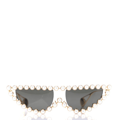 Gucci Metal Pearl Cat Eye Sunglasses GG0364S Gold 2 of 7