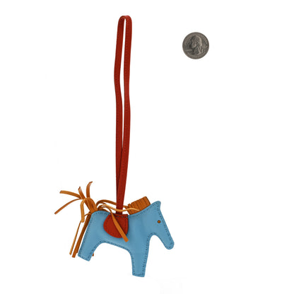 Hermes Milo Lambskin Grigri Rodeo Horse Bag Charm PM Celeste Naturel Bouton D'Or Cornaline 2 of 4