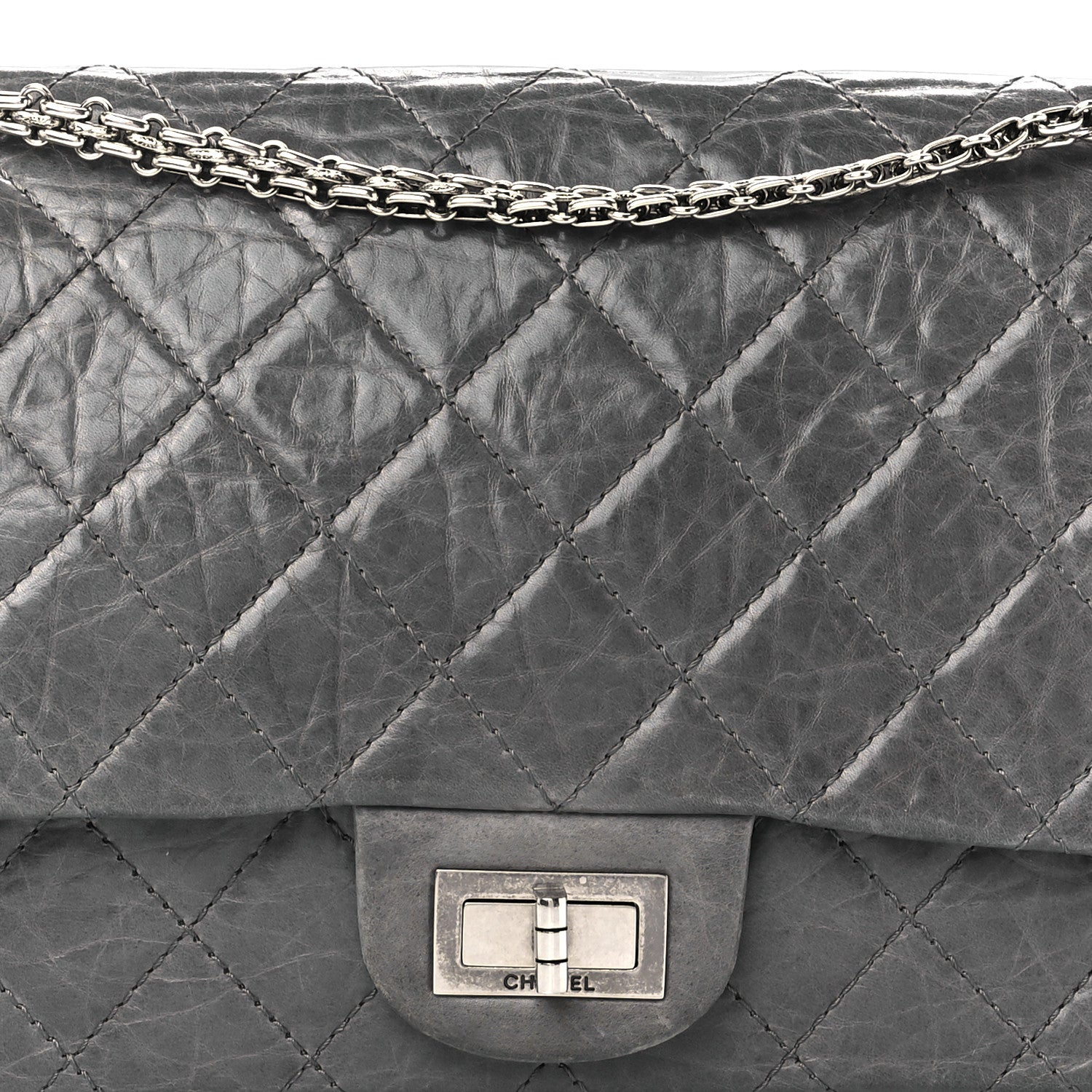 Chanel Aged Calfskin Quilted 50th Anniversary 2.55 Reissue 227 Flap Grey 10 of 13