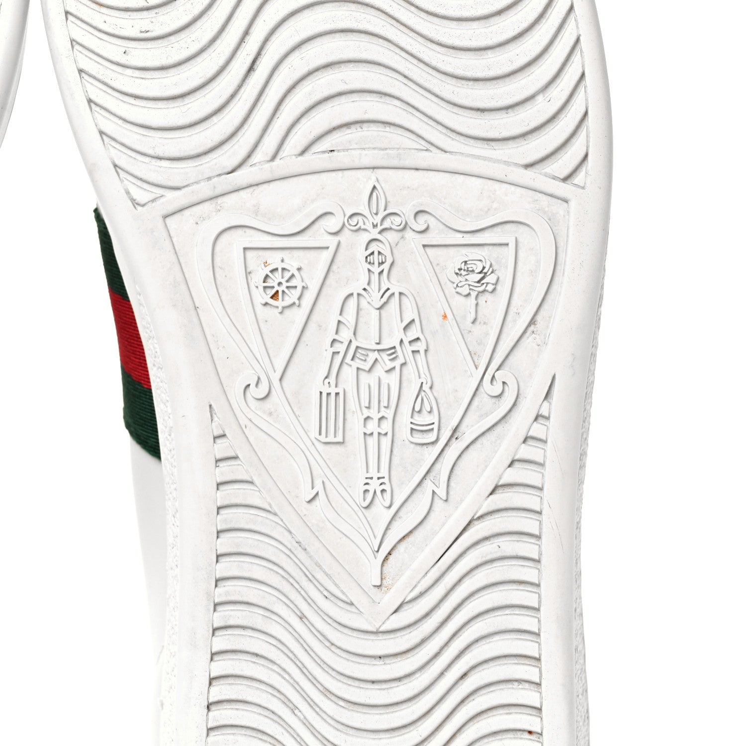 Gucci Calfskin Crocodile Web Womens Ace Sneakers 39.5 White Green 6 of 10