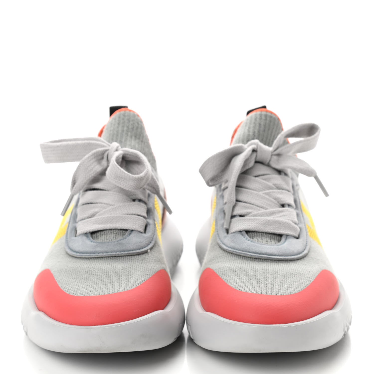 Hermes Knit Suede Goatskin Womens Crew Sneakers 35 Multicolor Gris Orange 2 of 7