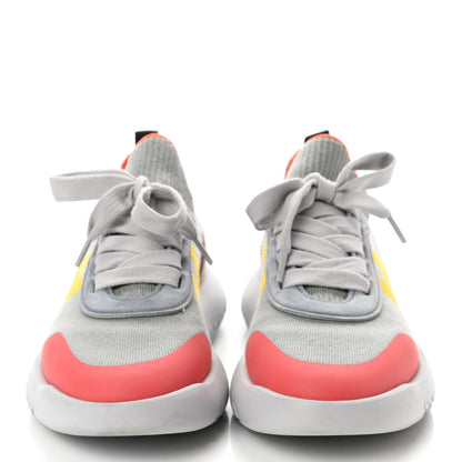 Hermes Knit Suede Goatskin Womens Crew Sneakers 35 Multicolor Gris Orange 2 of 7