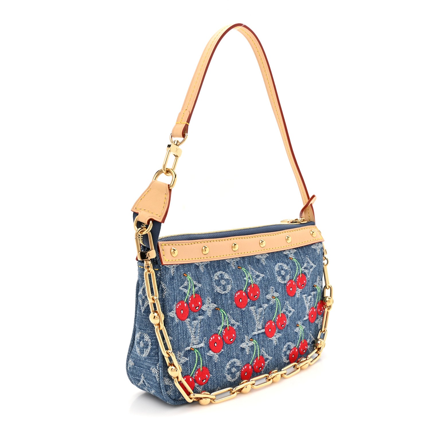 Louis Vuitton LV X TM Monogram Denim Cerises Pochette Accessories Blue 2 of 10