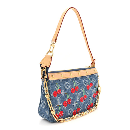 Louis Vuitton LV X TM Monogram Denim Cerises Pochette Accessories Blue 2 of 10