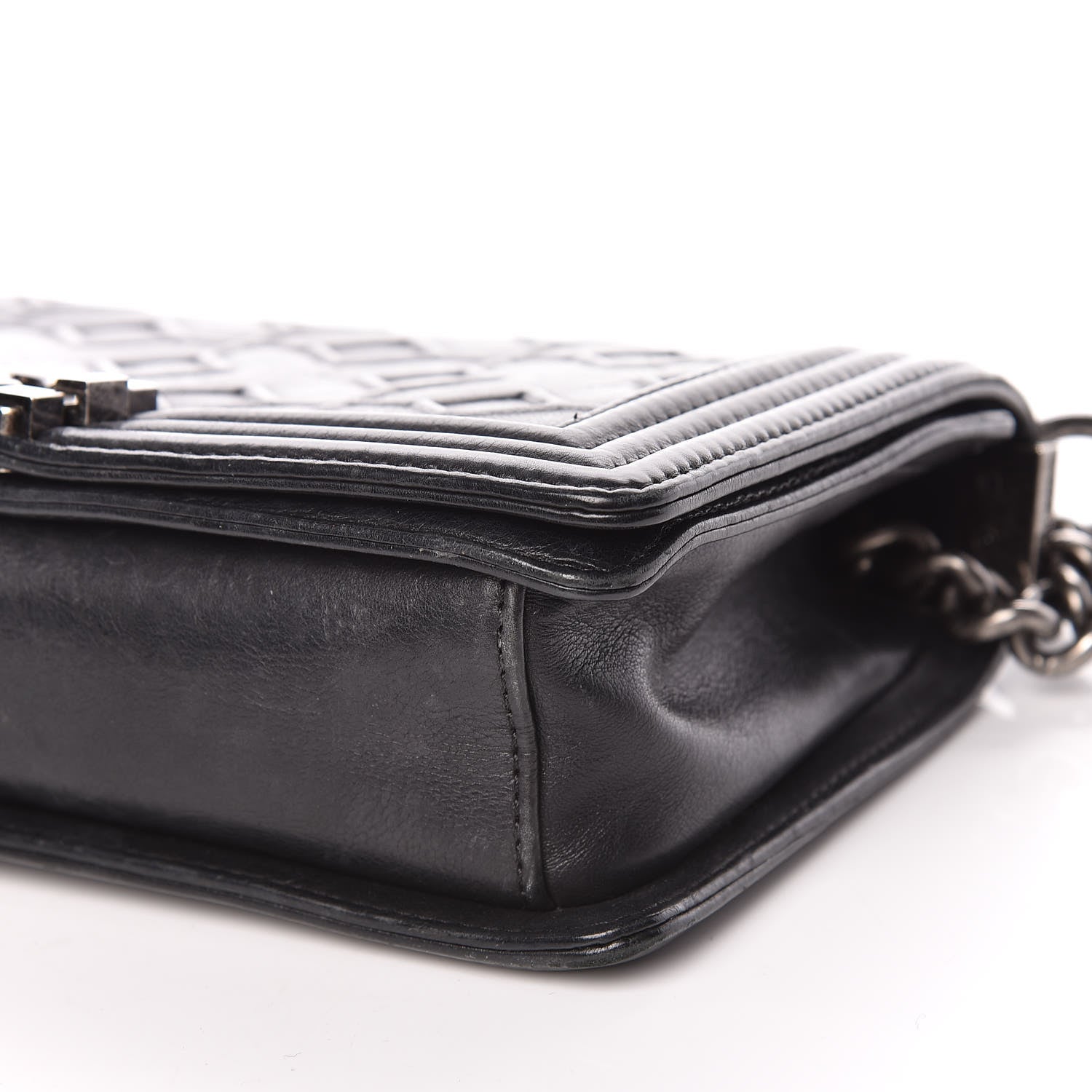 Chanel Calfskin Crystal Embossed Medium Boy Flap Black 9 of 15
