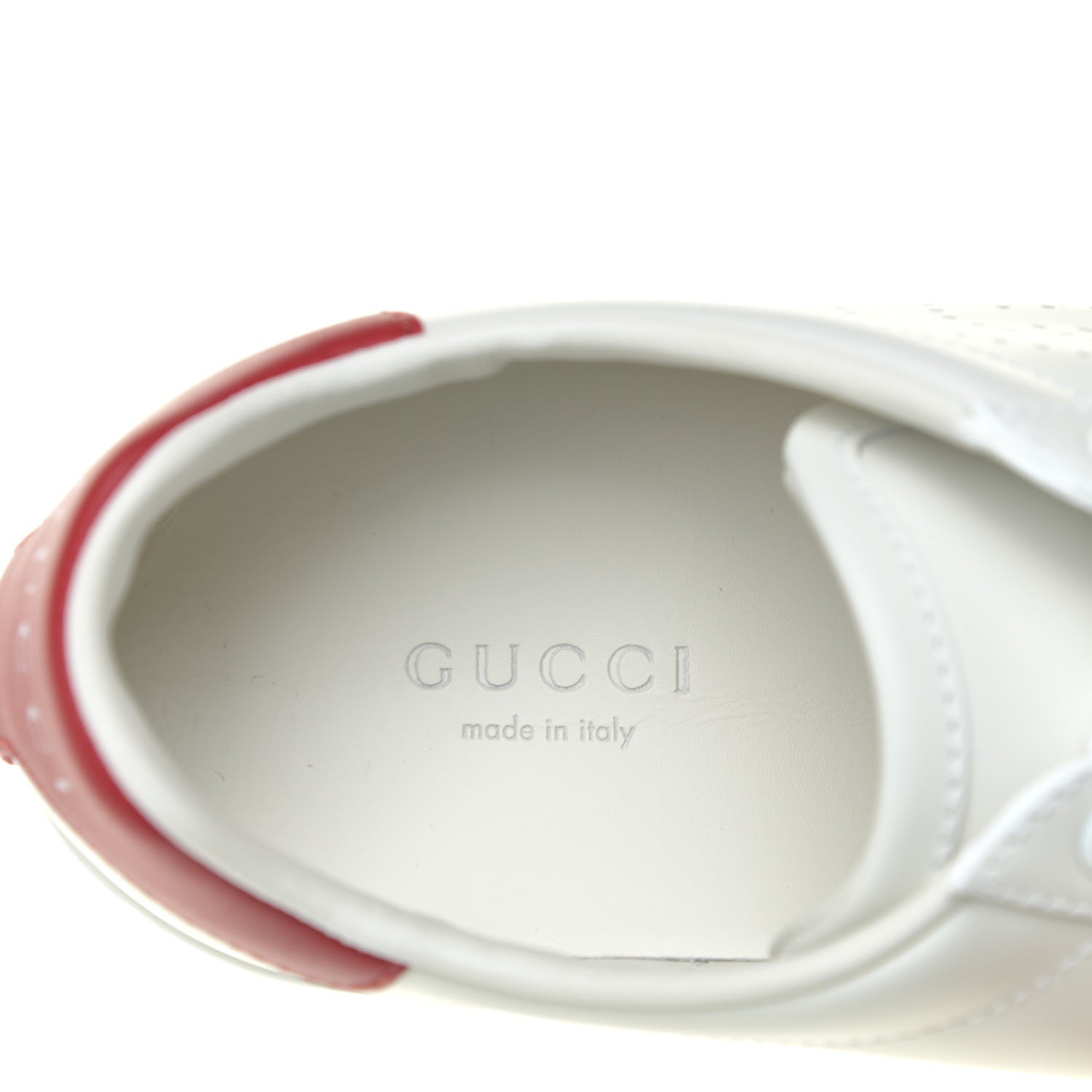 Gucci Calfskin Interlocking G Perforated Womens Ace Sneakers 36 White Hibiscus Red 10 of 11