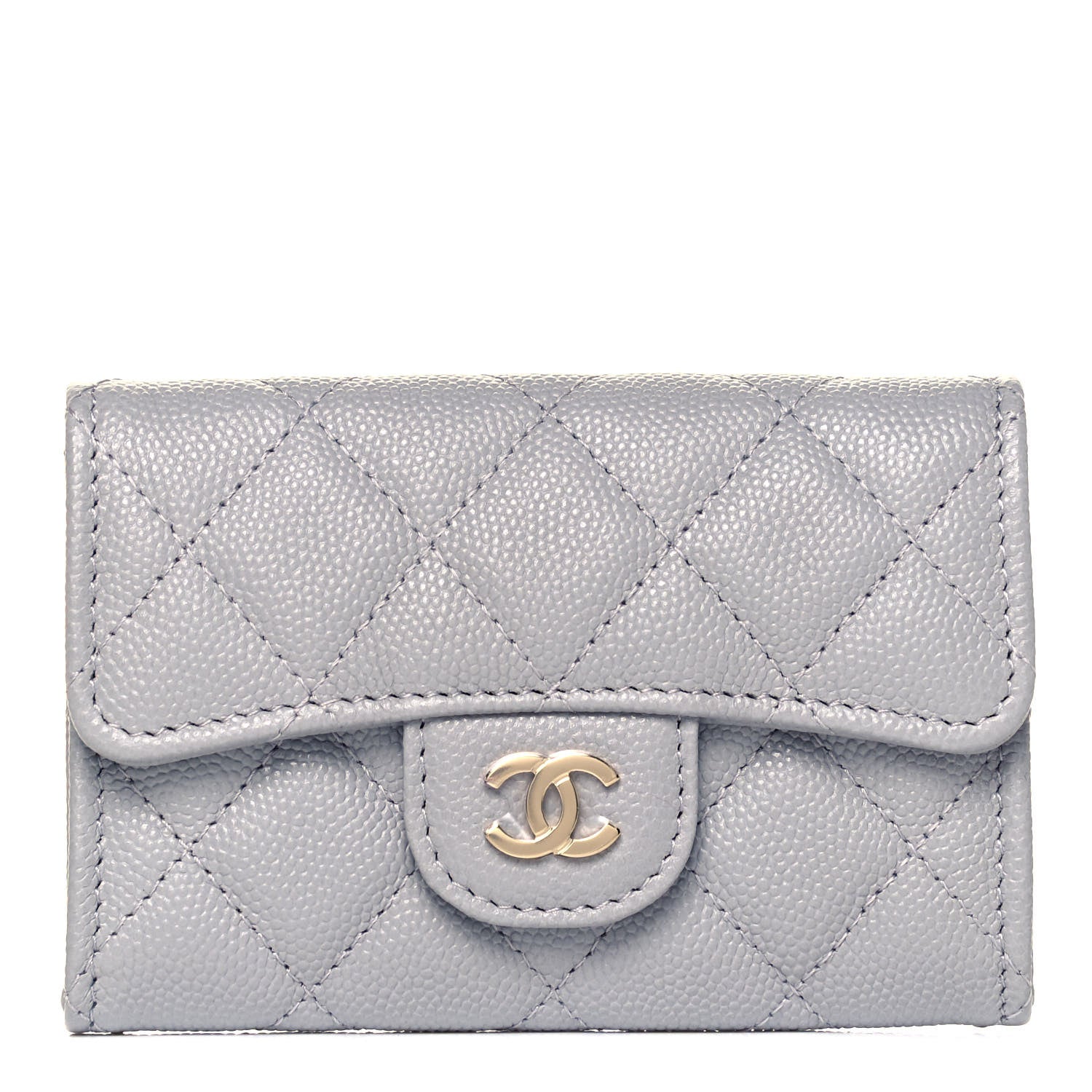 Chanel Caviar Quilted Flap Card Holder Wallet Grey 1 of 8