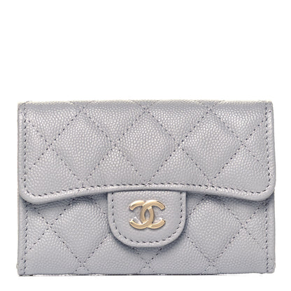 Chanel Caviar Quilted Flap Card Holder Wallet Grey 1 of 8