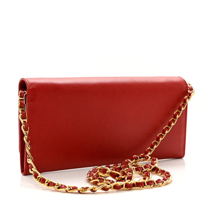 Prada Saffiano Wallet on Chain Fuoco 3 of 7