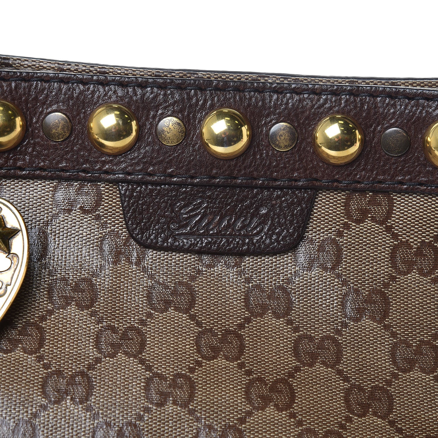 Gucci Crystal Monogram Medium Babouska Shopping Tote Dark Brown 11 of 11